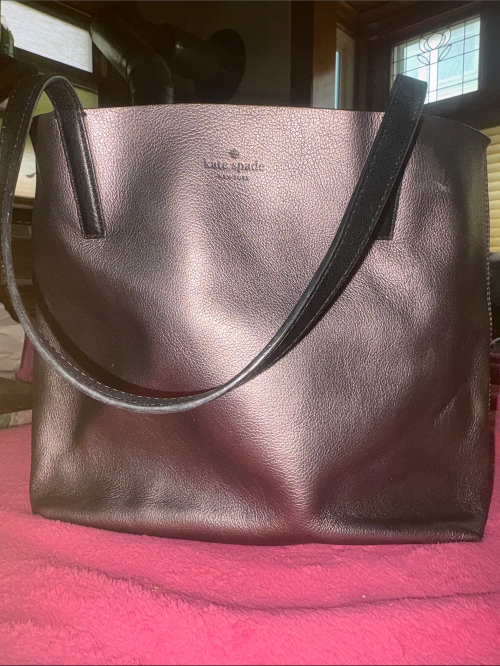 kate spade metallic silver leather tote